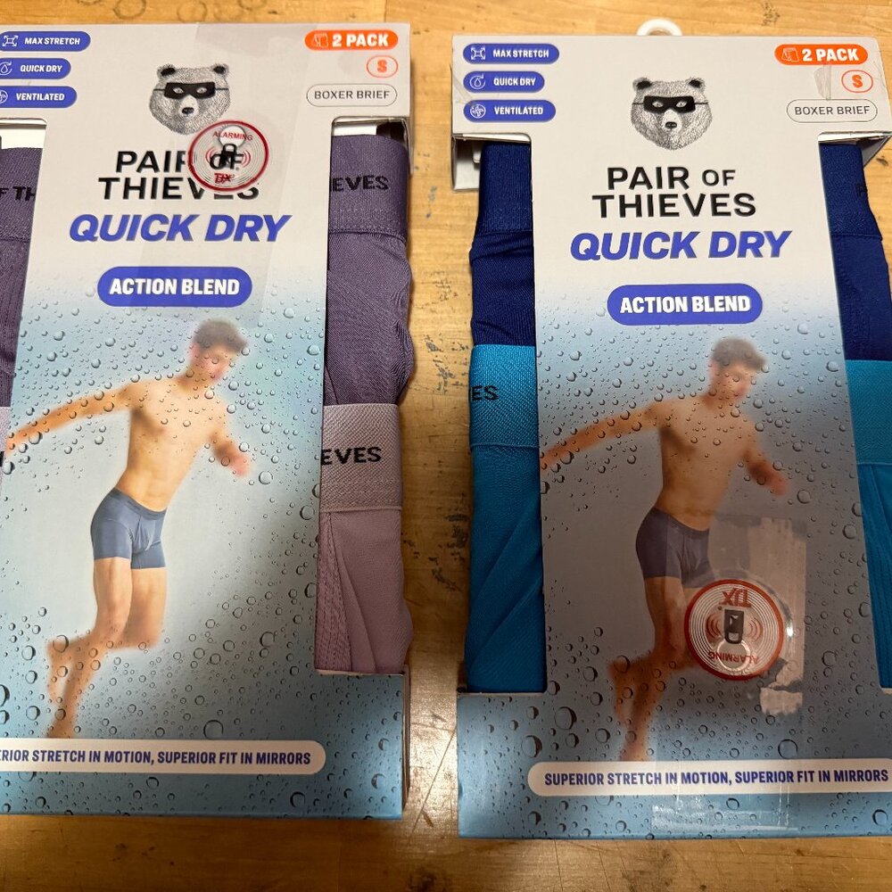 TWO Pair Of Thieves Men's 2 Pack Quick Dry Action Blend Boxer Briefs MSRP $56